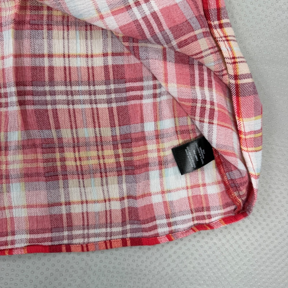 Torrid Sleeveless Smocked Babydoll Top Womens 0 L XL Plaid Red Yellow Gauze Cami - Picture 6 of 9